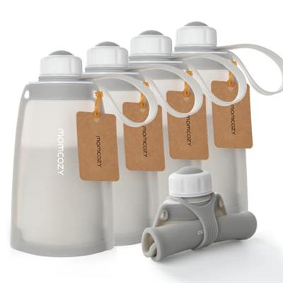 No Leak Momcozy Silicone Breastmilk Storage Bags, Reusable Breastmilk Freezer Storing Bags for Breastfeeding, 8.5oz/250ml Breast Milk Saver, Leakproof