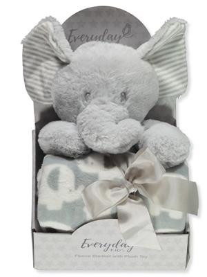 Everyday Kids Baby Boys 2-Piece Elephant Stars Blanket With Plushie