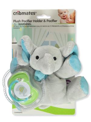 Cribmates Elephant Plush Pacifier Holder with Pacifier
