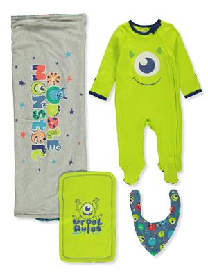 Monsters Inc Baby Boys 4-Piece Nap Blanket Layette Set