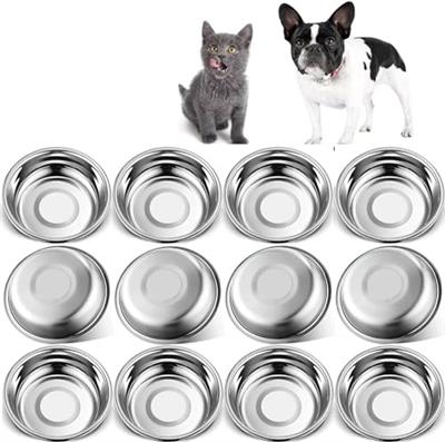 Arespark Stainless Steel Cat Bowls 12 PCS, 5.5 Inch Metal Cat Bowls, Replacement Elevated Food Water Bowls for Indoor Kitten, Whisker Fatigue Relief S