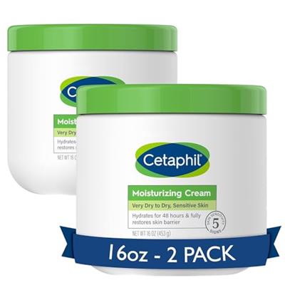 Cetaphil Body Moisturizer, Hydrating Moisturizing Cream for Dry to Very Dry, Sensitive Skin, NEW 16 oz 2 Pack, Fragrance Free, Non-Comedogenic, Non-Gr