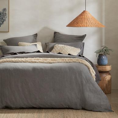 Java Charcoal Washed Cotton Quilt Cover Set  - Pillow Talk