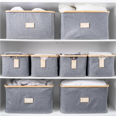 Linen Storage Basket Set Dark Grey | 8 Pack | Blissful Little Home