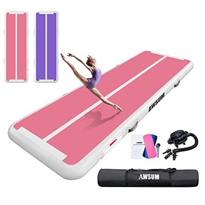 AWSUM Air Gymnastics Mat 10ft/13ft/16ft/20ft/23ft Inflatable Track Training mat 4/8 inches Thick tumbling mat with Electric Pump for Home/Gym/Outdoor