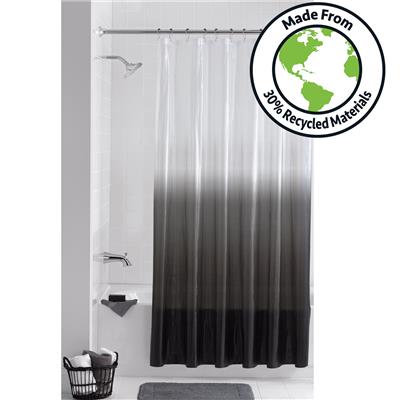 Mainstays Eco-friendly Twilight Waterproof Recycled PEVA Shower Curtain Set with Hooks, Black, White - Walmart.com