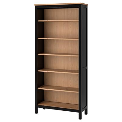 HEMNES Bookcase, black-brown, light brown, 35 3/8x77 1/2 - IKEA