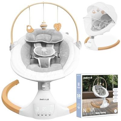 Nova Nature Baby Swing for Newborns – Natural Wood Toys, Electric Motorized Infant Swing, Bluetooth Music – Jool Baby