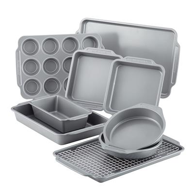 Farberware Nonstick Bakeware Set with Cooling Rack, 10-Piece, Gray