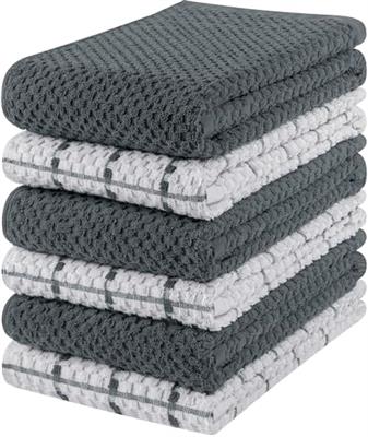 Utopia Towels Kitchen Towels [6 Pack], 15 x 25 Inches, 100% Ring Spun Cotton Super Soft and Absorbent Dish Towels, Tea Towels and Bar Towels (Grey)