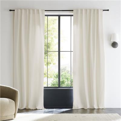 Crisp White EUROPEAN FLAX ™-Certified Linen Window Curtain Panel 52x84   Reviews | Crate and Barrel