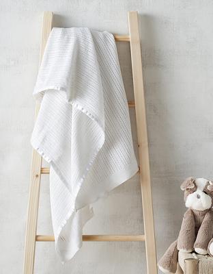 Satin Edged Cellular Baby Blanket | Baby Blankets | The White Comp...