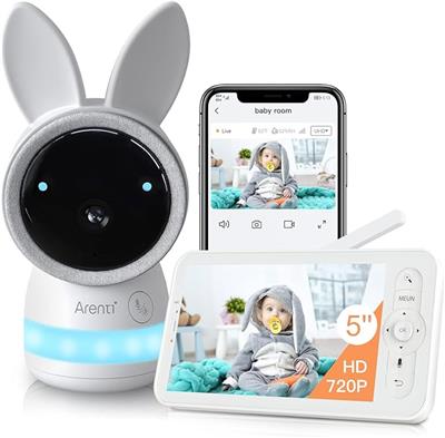 Amazon.com: ARENTI Video Baby Monitor, Audio Monitor with 2K Ultra HD WiFi Camera,5 Color Display,Night Vision,Lullabies,Cry Detection,Motion Detectio