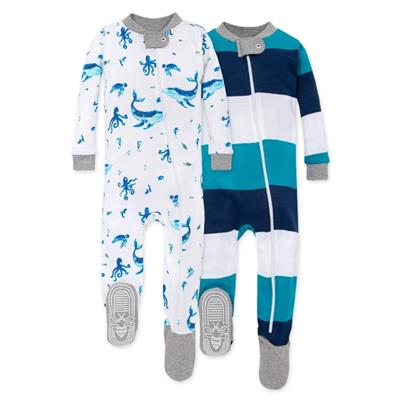 Whale of a Tale Organic Cotton Snug Fit Footed Sleeper 2 Pack - 12 Months
