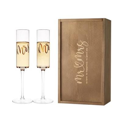AW BRIDAL Wedding Champagne Flutes set of 2, Crystal Champagne Flutes for Mr and Mrs,Valentines Day Housewarming Gifts, Wedding Gift Bridal Shower Gi