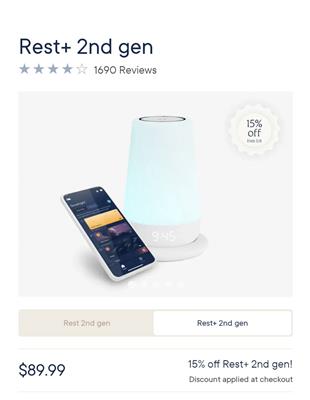 Hatch Rest+ 2nd gen - Portable backup-battery powered, Night Light, Sound Machine, and Time-to-Rise | Hatch