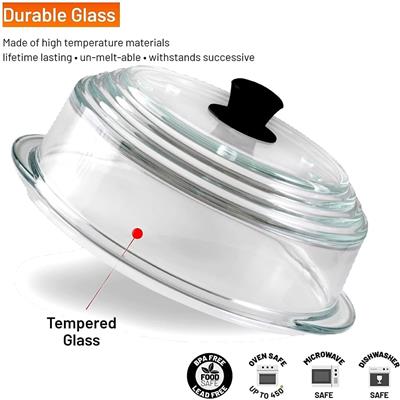 9.5D Glass Microwave Cover with Orange Silicone Knob