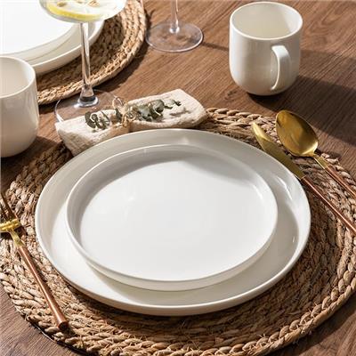 Amazon.com: LERATIO Ceramic Dinnerware Sets,Handcraft Wavy Rim Stoneware Plates and Bowls Sets,Highly Chip and Crack Resistant | Dishwasher & Microwav