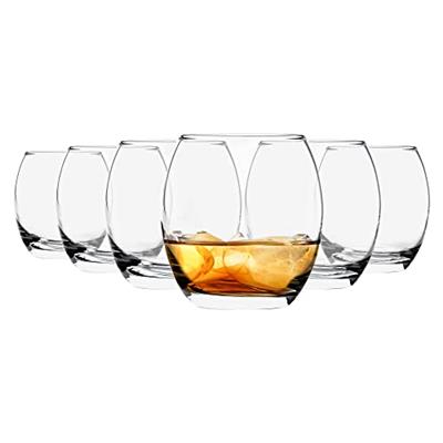 Argon Tableware Tumbler Whisky Glasses - Pack of 6-405ml - Tondo Range - Modern Hiball Cocktail Juice Water Drinking Tumblers Set - Dishwasher Safe