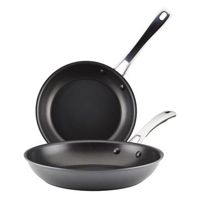 Rachael Ray Cook   Create Hard Anodized Nonstick Frying Pan Set, 2-Piece, Gray with Black Grips on H