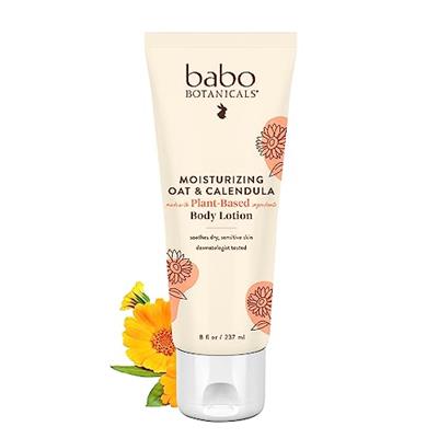 Babo Botanicals Moisturizing Oat & Calendula Body Lotion - For Dry or Sensitive Skin - For all ages - Vegan - Lightly Scented