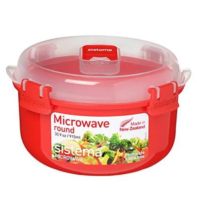 SISTEMA polypropylene round microwave 0.915 kitchen container,Red