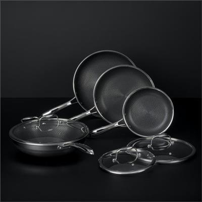 7pc HexClad Stainless Steel Cookware Set w/ Lids & Wok – HexClad Cookware UK