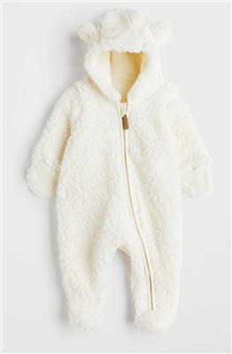 Pile all-in-one suit with ears - Long sleeve - Long - Natural white - Kids | H&M GB