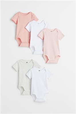 5-pack Cotton Bodysuits - Light pink/light gray melange - Kids | H&M US