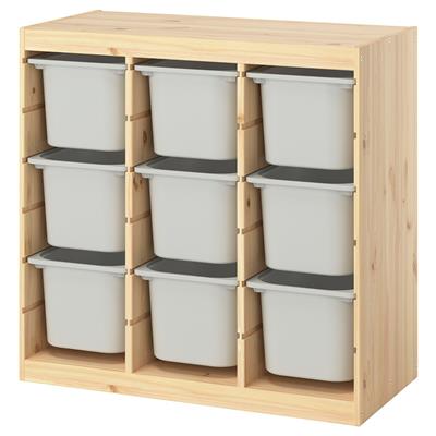 TROFAST storage combination with boxes, room divider/light white stained pine gray, 93x44x91 cm (365/8x173/8x357/8) - IKEA CA
