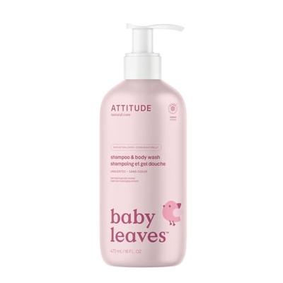 ATTITUDE Baby 2-in-1 Shampoo & Body Wash, EWG Verified, Fragrance Free & Dermatologically Tested, Vegan, Unscented, 16 Fl Oz