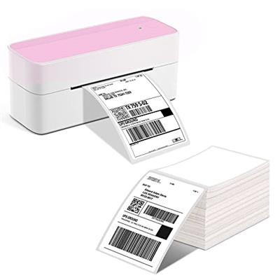 Phomemo Pink Label Printer with White Thermal Shipping Label - 4 x 6, 500 Sheets