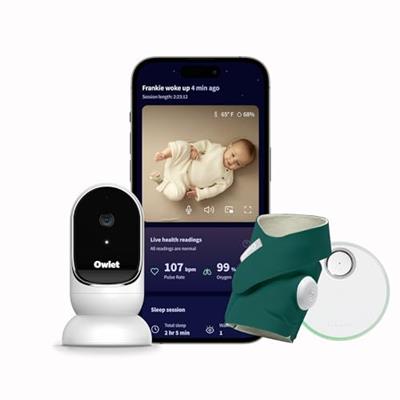 Owlet® Dream Duo Smart Baby Monitor: FDA-Cleared Dream Sock® plus Owlet Cam - Tracks & Notifies for Pulse Rate & Oxygen while viewing Baby in 1080p HD