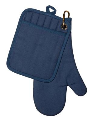 Ladelle Austin Pot Holder And Oven Mitt Pack With Carabiner In Navy | MYER