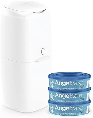 Angelcare - Nappy Disposal System - Includes 3 Round Refills - Push & Lock System : Amazon.co.uk: Baby Products