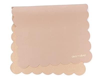 Ava + Oliver Vegan Leather Baby Changing Mat - Multipurpose Portable Wipeable Diaper Pad - Foldable for Travel (16 x 30 in) (Pink Sand Scallop)