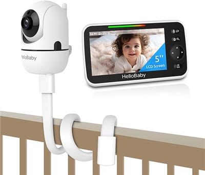 Amazon.com: HelloBaby Wall Mounted Baby Monitor No WiFi, 5Sreen with 30-Hour Battery, Baby Monitor with Camera and Audio, Hello Baby Monitor with Mo