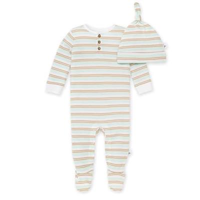 Burts Bees Baby Baby Boys Romper Jumpsuit, 100% Organic Cotton One-Piece Coverall, Coastal Stripe