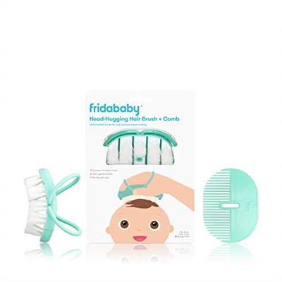 Frida Baby Infant Head-Hugging Baby Hairbrush and Comb Set Newborn and Up, White