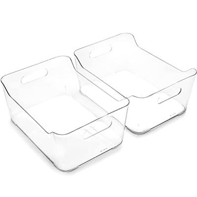 BINO | Plastic Storage Bins, Large - 2 Pack, Clear | THE SOHO COLLECTION | Pantry Organizers and Storage Containers Fridge Organizer Bins Kitchen Cabi