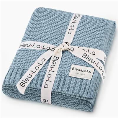 Bleu La La Organic Cotton Knit Receiving Blanket for Boys - 100% Luxury Soft Organic Cotton - Warm Cozy Swaddle Cuddle Stroller Crib Blanket for Newbo
