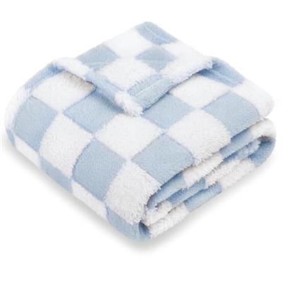 HOMRITAR Checkered Baby Blanket for Boys Girls Warm Cozy Reversible Checkerboard Toddlers Blanket, Fluffy Fuzzy Plush Lightweight Bed Blanket with Che