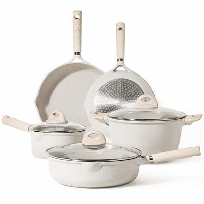 Carote Nonstick Pots and Pans Set, 8 Pcs Induction Kitchen Cookware Sets (Beige Granite) - Walmart.com