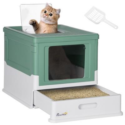 Pawhut Hooded Cat Litter Box With Scoop, Enclosed Cat Litter Tray With Front Entry, Top Exit, Portable Pet Toilet With Large Space : Target