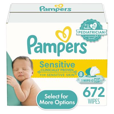 Pampers Sensitive Baby Wipes 8X Flip-Top Packs 672 Wipes (Select for More Options) - Walmart.com