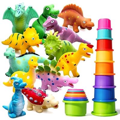 Hely Cancy No Hole Baby Dinosaur Bath Toys for Toddler, Mold Free Kids Bathtub Pool Toys (Dino+Cup)