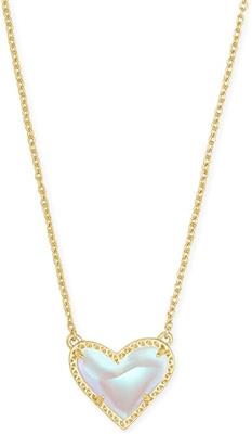 Amazon.com: Kendra Scott Ari Heart Short Pendant Necklace in 14k Gold-Plated Brass, Rose Quartz, Fashion Jewelry for Women : Clothing, Shoes & Jewelry