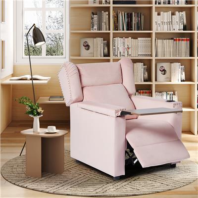 Latitude Run® 31.1 Wide Contemporary, Breathable Velvet Recliner with Arm Table and Cup Holder | Wayfair