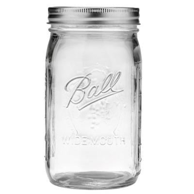 Ball 32oz 12pk Glass Wide Mouth Mason Jar With Lid And Band : Target
