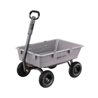 Gorilla Carts 800 Pound Capacity Heavy Duty Poly Yard Garden Steel Dump Utility Wheelbarrow Wagon Cart With 2 In 1 Towing Atv Handle, Gray : Target
